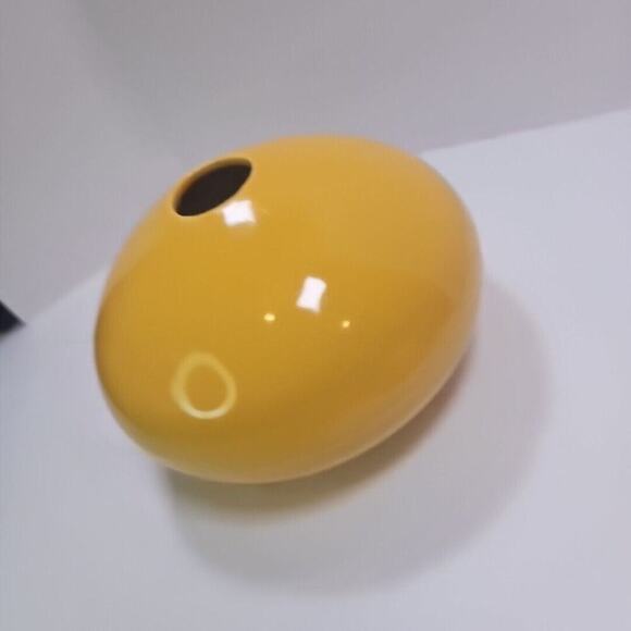 Modern Art Pottery Vases Set of 2 - Low Profile, Goldenrod Yellow, Unique Design - Picture 13 of 16